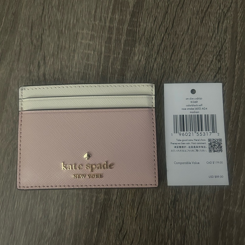 Kate Spade Rose Smoke and Cream Card Holder